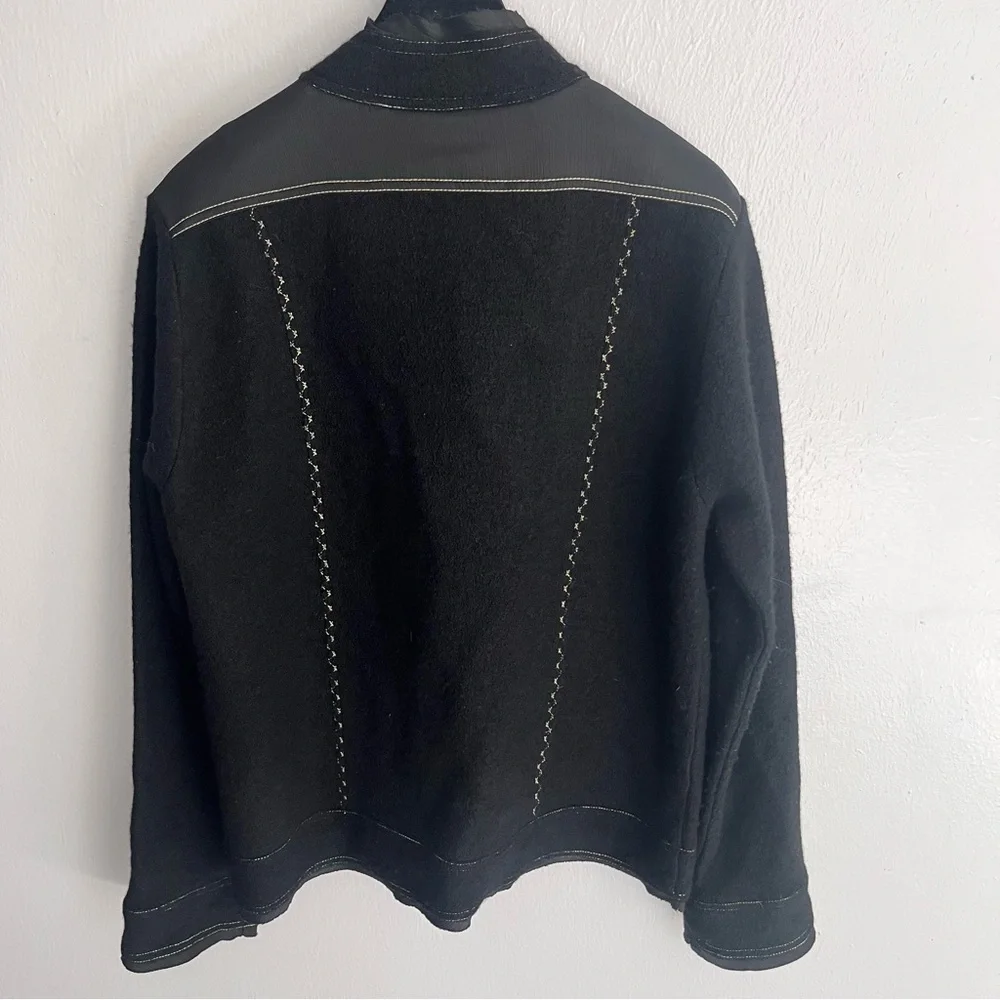 Chicos Vintage 100% Wool Button Front Mock Neck Jacket Size Large - Picture 4 of 11